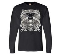 Harley-Davidson Chemise à Manches Longues et col Rond pour Homme Fastened Bar & Shield - Noir, Noir, Taille XL