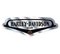 Harley-Davidson Décalcomanie en aluminium pour réservoir en V - Argent et noir - 12,7 x 17,8 cm.