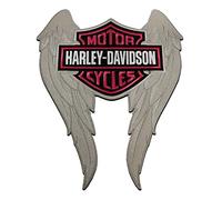 Harley-Davidson Écusson brodé à coudre avec barre ailée et logo bouclier Gris Taille L 22,9 cm