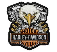 Harley-Davidson Écusson brodé aigle arraché à coudre Noir 12,7 cm, noir, 4.5" x 5"
