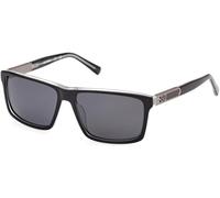 HARLEY-DAVIDSON HD0977X Homme, Lunettes de soleil décontractées légères, forme de lentille rectangulaire, verres verts polarisés, Havane foncée, noir brillant, Lenti Fumo Polarizzato