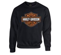 Harley-Davidson Mens Bar & Shield Long Sleeve Crew Neck Fleece Sweatshirt, Black