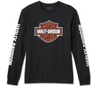 Harley-Davidson Men's Long Sleeve Orange Bar & Shield Black Shirt 30291744