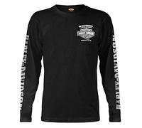 Harley-Davidson Men's Skull Lightning Crest Graphic Long Sleeve Shirt, Black