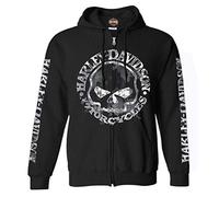 Harley-Davidson Men's Zippered Sweatshirt Jacket, Willie G Skull, Black 30296647