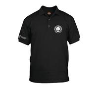 Harley-Davidson Militaire, Tour d'Outre-mer, Polo Classique H-D Sous Licence Exclusive à 3 Boutons pour Homme, Willie G, noir, Taille S