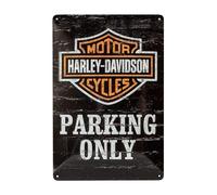 Harley-Davidson Parking Only+Harley-Davidson Only - Idée cadeau pour les fans de moto - Plaque en métal vintage - Décoration murale pour bar/café/garage - 20 cm x 30 cm