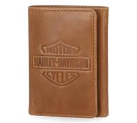 Harley Davidson Portefeuille à Trois Volets en Cuir pour Homme avec Blocage RFID Cognac (Indo), Standard, en Cuir véritable avec Blocage RFID