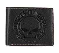 Harley-Davidson Portefeuille classique en cuir véritable pour homme Motif tête de mort Noir 10,8 x 8,9 cm