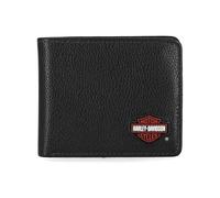 Harley-Davidson Portefeuille en Cuir véritable pour Homme avec Blocage RFID, Noir (Patch en Caoutchouc), Taille Unique, Portefeuille en Cuir véritable avec Blocage RFID