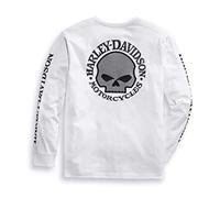 HARLEY-DAVIDSON T-shirt à manches longues pour homme - Noir - Motif tête de mort - En coton - Blanc, Blanc, XXL