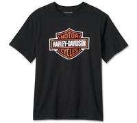 Harley-Davidson T-Shirt Noir allongé pour Homme avec Barre et Bouclier Orange 30290285 - Noir - Taille 5XL