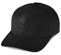 HARLEY-DAVIDSON Willie G Skull Logo Casquette Casquette de Baseball Casquette de Motard Casquette de Moto Cappy Chapeau avec Bande Extensible, S