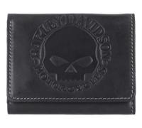 Harley-Davidson Willie G Skull Snap Portefeuille en cuir à trois volets pour homme Noir