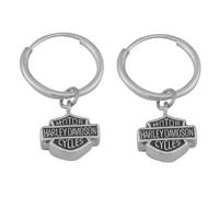 Harley-Davidson Women's Bar & Shield Hoop Dangle Earrings HDE0137