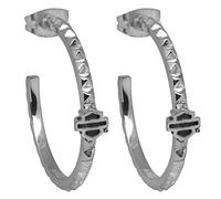 Harley-Davidson Women's Earrings, Studded Bar & Shield Hoops, Silver HDE0341