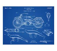 Harley Motor Cycle Vintage Bike 1924 Parts Patent Plan Unframed Wall Art Print Poster Home Decor Premium Moteur Ancien Bicyclette Mur Affiche Accueil Déco