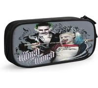 Harley Quinn Et Le Joker Trousse À Crayons De Voyage De Grande Capacité Avec Fermeture Éclair, Trousse À Crayons, Cadeau Pour Garçon Et Fille, Sac De Rangement Pour Papeterie Étudiante - Noir