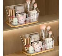 HARLIANGXY Lot de 2 Organiseurs de Maquillage, Rangement pour Armoire de Salle de Bain, Boîte de Rangement Maquillage, Organisateur de cosmétiques avec Séparateurs Réglables