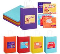 Harloon Lot de 15 sacs cadeaux d'anniversaire avec certificats d'anniversaire pour étudiants et étudiants - Sacs à friandises en papier avec cartes de vœux, prix de classe de la part des enseignants