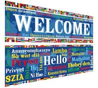 Harloon Lot de 2 affiches de drapeau du monde - Bannières de bienvenue internationales - Drapeau du monde entier - Découpes en papier - Décorations de salle de classe pour événements sportifs, clubs,