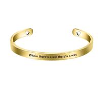 Harlorki Bracelet manchette réglable en forme de C en forme de cœur creux en acier inoxydable avec inscription « Where There is a Will »