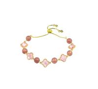 Harmi&Aur Bracelet en forme de trèfle porte-bonheur pour femme avec chaîne en cristal - Bracelet à breloques en or réglable, One Size, Acier allié, Pas de gemme