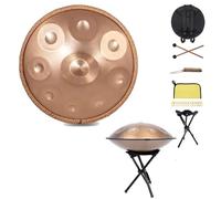 Harmonic Tambour À Main 432 Hz/440 Hz, 9/10/12 Notes 22 Pouces En Ré Mineur Instrument De Percussion Avec Trépied De Batterie, Handpan En Acier Pour La Méditation(Gold,10 notes(440HZ))