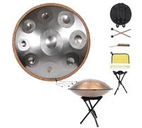 Harmonic Tambour À Main 432 Hz/440 Hz, 9/10/12 Notes 22 Pouces En Ré Mineur Instrument De Percussion Avec Trépied De Batterie, Handpan En Acier Pour La Méditation(Silver,12 notes(432HZ))