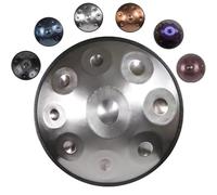 Harmonic Tambour À Main, 9/10/12 Notes 22 Pouces En Ré Mineur Handpan Instrument Tamboures Handpan Pour Adultes, Instrument À Percussion En Acier De Tambour À Main(Silver,440HZ/12Note)