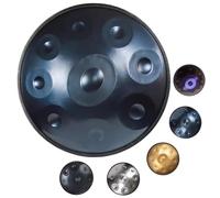 Harmonic Tambour À Main, 9/10/12 Notes 22 Pouces En Ré Mineur Handpan Instrument Tamboures Handpan Pour Adultes, Instrument À Percussion En Acier De Tambour À Main(Blue,440HZ/9Note)