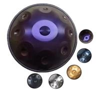 Harmonic Tambour À Main, 9/10/12 Notes 22 Pouces En Ré Mineur Handpan Instrument Tamboures Handpan Pour Adultes, Instrument À Percussion En Acier De Tambour À Main(Deep purple,432HZ/10Note)