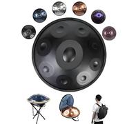 Harmonic Tambour À Main En Ré Mineur - 9/10/12 Notes Instrument À Percussion En Acier De Tambour À Main, 432 Hz/440 Hz Handpan Drum, Pour Le Yoga Et La Guérison Sonore(Black,432HZ/12Note)