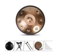 Harmonic Tambour À Main - Instrument De Tambour Handpan, 18 Pouces, 9 Notes En Sol Mineur, 440 Hz, Tambour En Handpan En Acier for Adultes, for L'éducation Musicale, Les Rassemblements(Golden Castle)