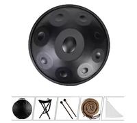 Harmonic Tambour À Main - Instrument De Tambour Handpan, 18 Pouces, 9 Notes En Sol Mineur, 440 Hz, Tambour En Handpan En Acier for Adultes, for L'éducation Musicale, Les Rassemblements(Black)