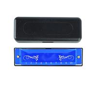 Harmonica 10 trous 20 tons C clé orgue à bouche Standard professionnel avec étui pour enfant débutant (Bleue)