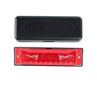 Harmonica 10 trous 20 tons C clé orgue à bouche Standard professionnel avec étui pour enfant débutant (Rouge)