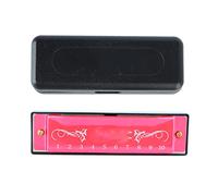 Harmonica 10 trous 20 tons C clé orgue à bouche Standard professionnel avec étui pour enfant débutant (Rose Rouge)