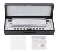 Harmonica 10 trous Blues Bb Key Harp Wind Instrument de musique Débutant Pratique Performance professionnelle Base en laiton Bronze phosphoreux Corps en résine ABS Noir Blanc (White)