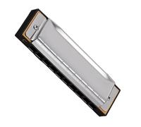 Harmonica 10 Trous Clé En Do Débutant Adulte Jouant Argent Bleu Rouge Noir Or Harmonica Débutant Instrument Professionnel(Silver)