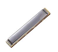Harmonica 24 Trous Double Trou Note Simple Do Majeur Argent Rouge Noir Bleu Instrument Harmonica Débutant Instrument Professionnel(A Silver)