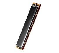 Harmonica 24 Trous Double Trou Note Simple Do Majeur Argent Rouge Noir Bleu Instrument Harmonica Diatonique Instrument Professionnel(Black C)