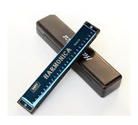 Harmonica à 24 trous accordé en do, adapté au blues, au rock, au jazz et au folk, idéal pour les débutants. (Bleu)