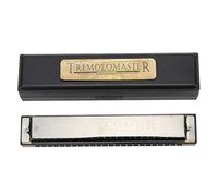 Harmonica à trémolo 24 trous en do, instrument de bouche pour débutants, harmonica compact noir avec étui, adapté aux enfants et aux adultes, fabriqué en résine et en métal