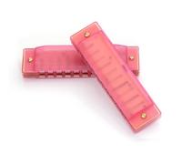Harmonica acoustique, 10 trous en do diatonique pour orgue de poche (3C) | Peigne en plastique teinté translucide avec vis exposées - Composant portable en laiton - Ensemble de toiles de fond pour