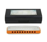 Harmonica Blues 10 Trous, Instrument à Vent en e, Résistant à l'Eau et à la Corrosion, Orange - Compact Durable, Corps en Résine ABS, Adapté Débutants et Professionnels (Orange)