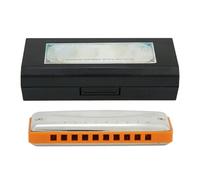 Harmonica Blues 10 Trous, Instrument à Vent Portable, Étanche, Blanc - Qualité Professionnelle, Design Compact, Idéal Débutants et Cadeau (Orange)