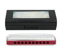 Harmonica Blues 10 Trous, Instrument à Vent Portable Rouge, Étanche et Durable - Corps ABS Transparent, Couverture Acier Inoxydable Ergonomique, Idéal Débutants et Professionnels (Rouge)