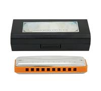 Harmonica Blues 10 Trous, Portable, Couverture Acier Inoxydable Brillant, Étanche, Tonalité F Blanc - Conception Ergonomique, Résistance à la Corrosion, Pour Débutants et (Orange)