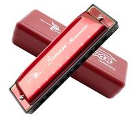 Harmonica Blues en Do 10 Trous Diatonique Harpe Clé de C 20 Tons Orgue à Bouche Harp Professionnel pour Folk Jazz Pop Adulte Enfants étudiant Enseignement Débutant Cadeau Rouge